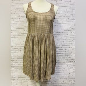 AMERICAN EAGLE WOMENS S/P/CH SLEEVELESS MINI PLAIDED DRESS WITH POCKETS. Bk/br